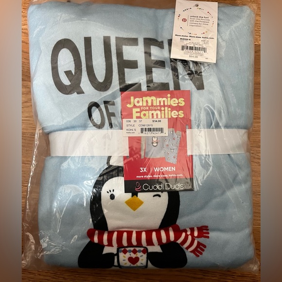 Cuddl Duds Women’s Plus Size Jammies For Your Families Queen Of Cool Set 3X NWT - Picture 3 of 4